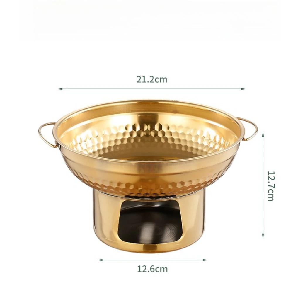 Stainless Steel Hot Pot with Double Ears Thai Tom Yum Kung Pot Fast Heating Household Hot Pot for Fruit Salmon Snack Shrimp