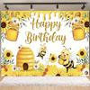 Cartoon Little Bee Theme Background Kids Birthday Party Decoration Honey Sunflowers Daisy Backdrop Newborn Baby Shower Supplies