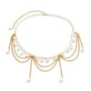 Gold Metal Body Chain Body Jewelry Pearl Tassel Waist Chain Summer   Girls