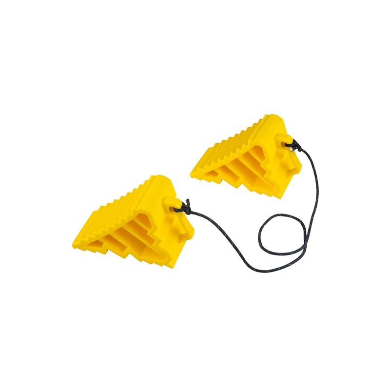 Amon Tire Stopper, Yellow, with Rope Included. Suitable for Use On Slopes, As a Wheel Chock, or As an Aid When Jacking Up a Vehicle. (8836)