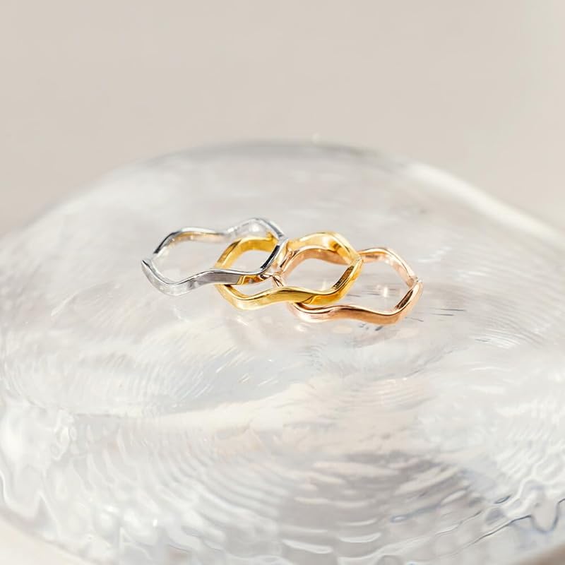 [mico.lor] stainless ring (128) wave ring men's wave Thin silver color surgical stainless steel 316L silver No. 19