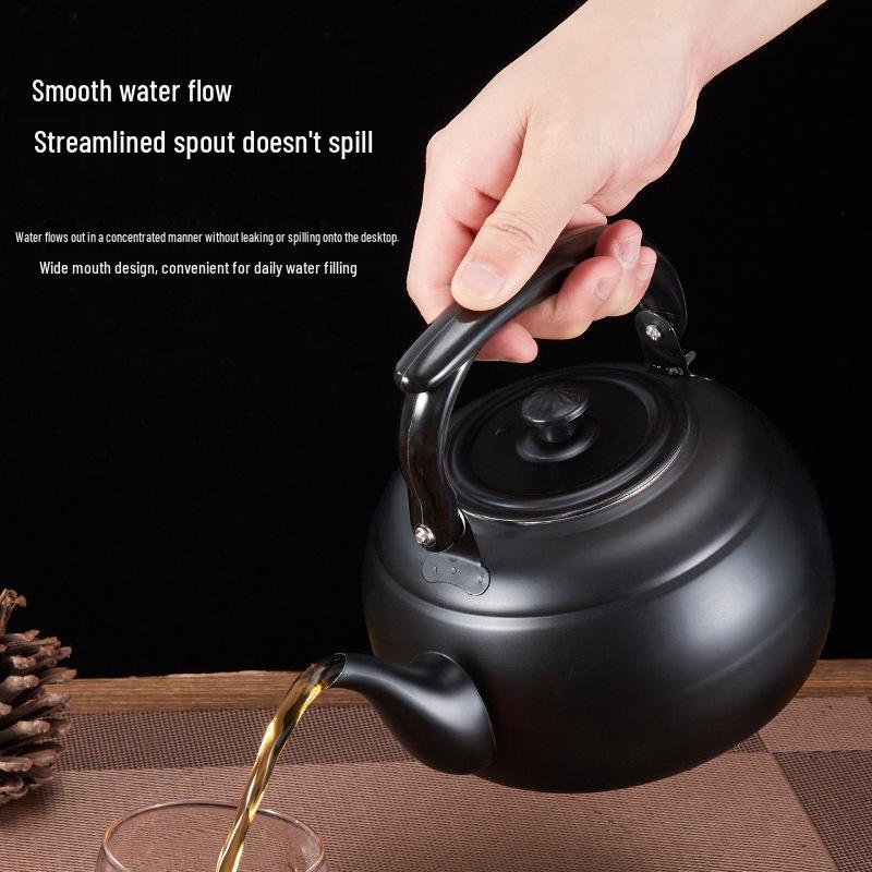 Thickened Stainless Steel Black Classical Teapot for Restaurant and Hotel, Induction-Compatible, Small Tea Art Kettle.