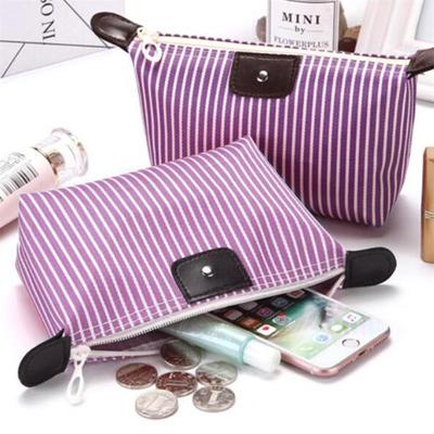 Travel Portable Bag Striped Folding Dumplings Shape Wash Bags for Makeup Storage Women Cosmetic Sundries Travel Portable Bag