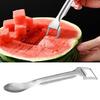 Yousheng Watermelon Slicer Stainless Steel Fruit Cutter Dual Head Watermelon Fork Slicer Tool for Cubes Melon Pineapple Tool for Kitchen