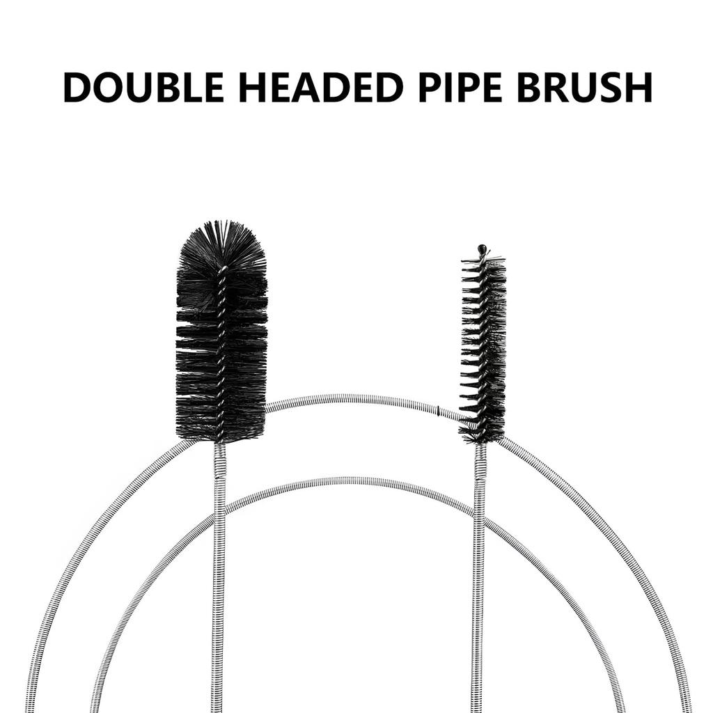 61 Inch Double Ended Nylon Pipe Cleaner Brush and 17.7 Inch Sink Unblocker Brush for Kitchen Bathroom Showers Plug Hole
