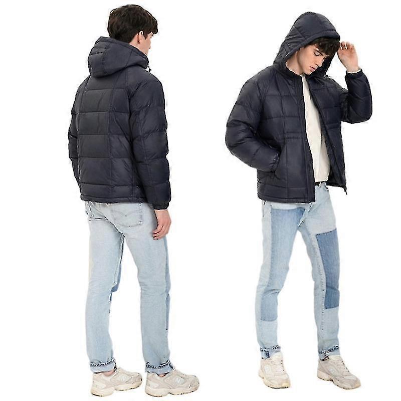Men's Down Jacket Hooded Down Puffer Jacket Lightweight Insulated Down Jacket