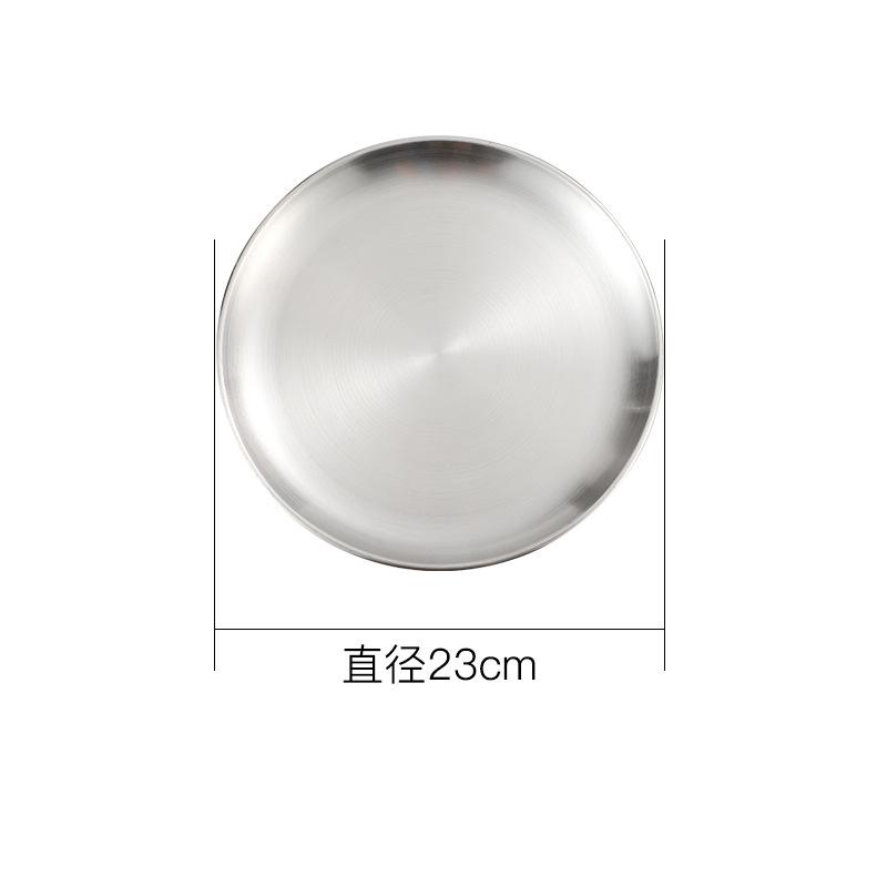 Stainless Steel Round  Food Storage Tray Korean Style Steak BBQ Buffet Plates Durable Thicken Shallow Dishes Kitchen Tools