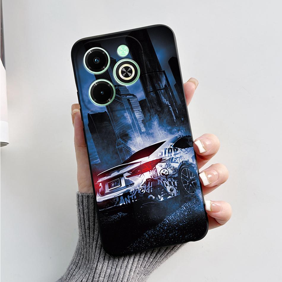 For Infinix Hot 40i Case Hot40i Fashion Marble Black Silicone Soft Phone Case For Infinix Hot 40i 40 i X6528B Back Cover Fundas