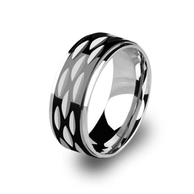 

Кольцо мужское каплевидной формы из титановой стали черного цвета со змеиным узором 8 мм 6