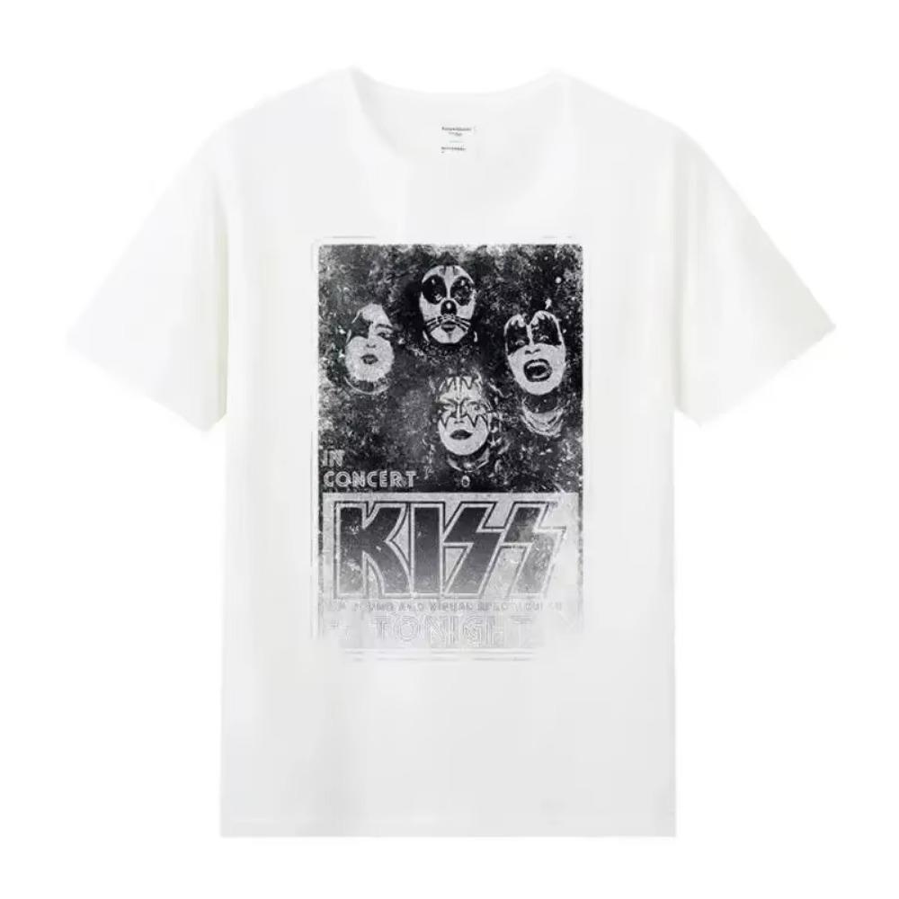 2024 New Kiss Rock Metal Band T-shirt with Printed Cotton Round Neck Short Sleeve T-shirt Hip Hop Men's Street Top T-shirt