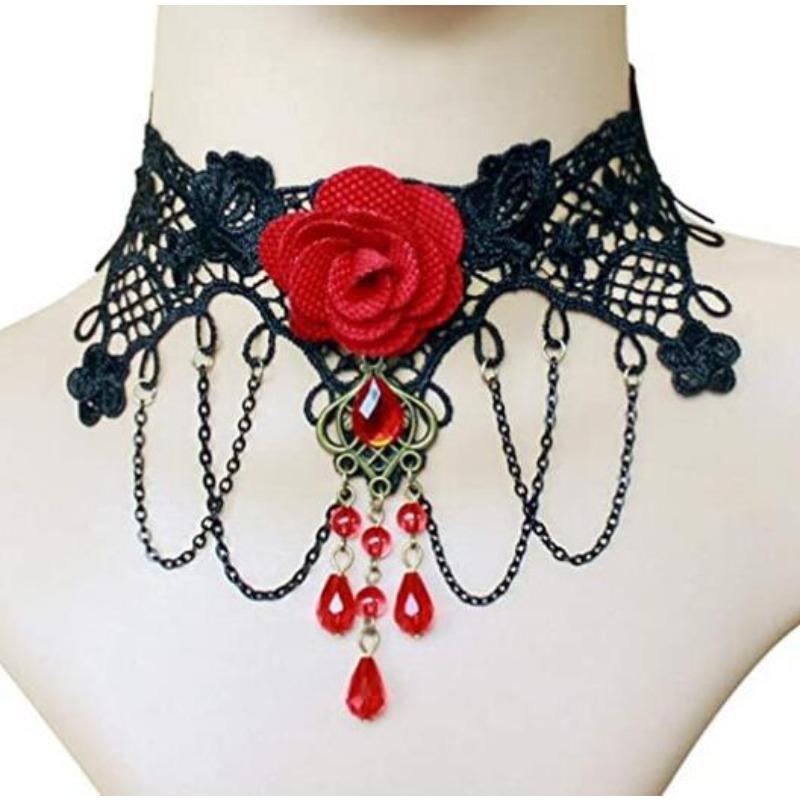 Neo-Gothic Black Sexy Lace Chokers Necklace for Women Fashion Retro Clavicle Chain Halloween Collar Y2K Decoration Jewelry Gifts