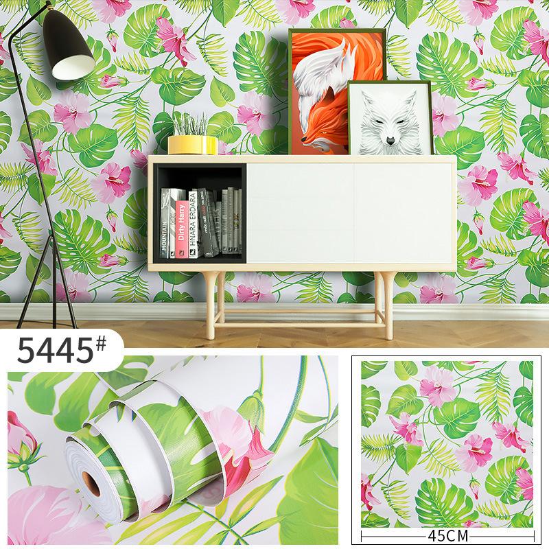 Thickened PVC Self-Adhesive Waterproof Plants Flowers Patterned Wallpaper DIY Furniture Renovation Home Decor Wall Sticker