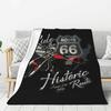 Custom 3D Print Motorcycle Ride Route 66 Blankets Comfortable Flannel Winter US Numbered Highways Throw Blanket Home Bedroom