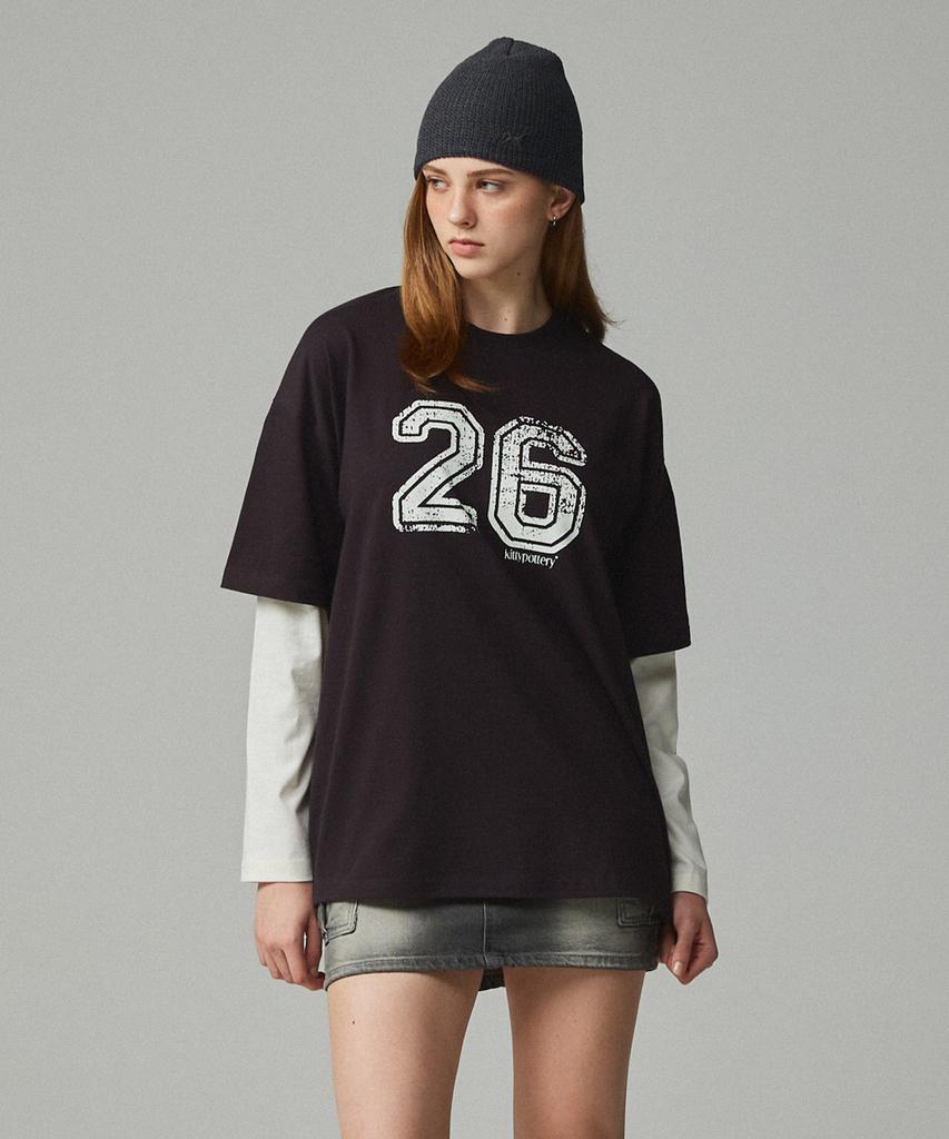 KITTY POTTERY 26 Layered T-Shirt Charcoal