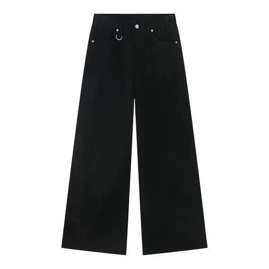 Men's Denim Pants Old Blue Washed Male Jeans Straight Casual Menwear Loose Wide Leg Trousers New Fashion