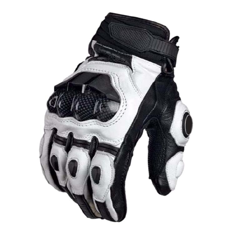 

Leather Motorbike Motorcycle Gloves Knuckle Shell Protection Summer M белый