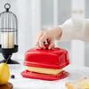 Porta burro in ceramica di forma rettangolare moderna con finiture lisce, vassoio da portata multiuso adatto per frigorifero di cucina