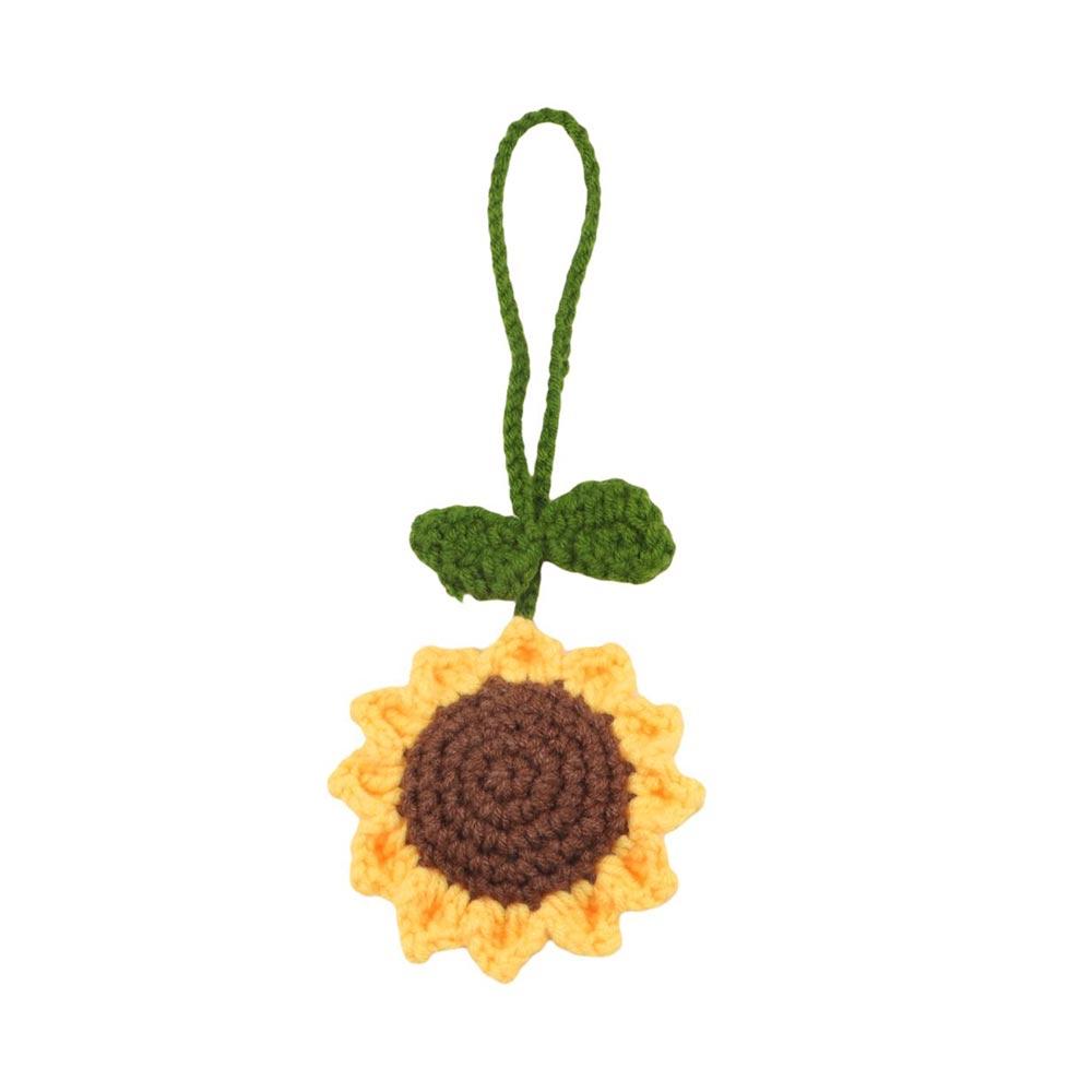 Handmade Crochet Sunflower Car Accessories Sunflower Car Mirror Accessories Rearview Mirror