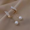 Classic Elegant Imitation Pearl Dangle Earrings For Women Crystal Long Tassel Exquisite Drop Earring Wedding Jewelry