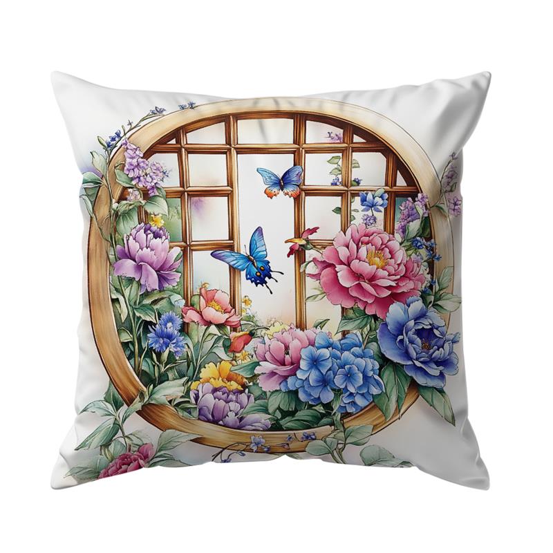 

Наволочка для украшения дома, Дизайн с узором в китайском стиле с цветами и птицами, Мягкая и удобная, Чехол для подушки на диван и кресло 16x16Inch