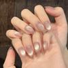 Glitter Press On Nails Short Almond Gel Glue On Cat Eye Nail Neutral Short Stiletto Fake Nails Acrylic Oval False Nails Manicure Kits for Women