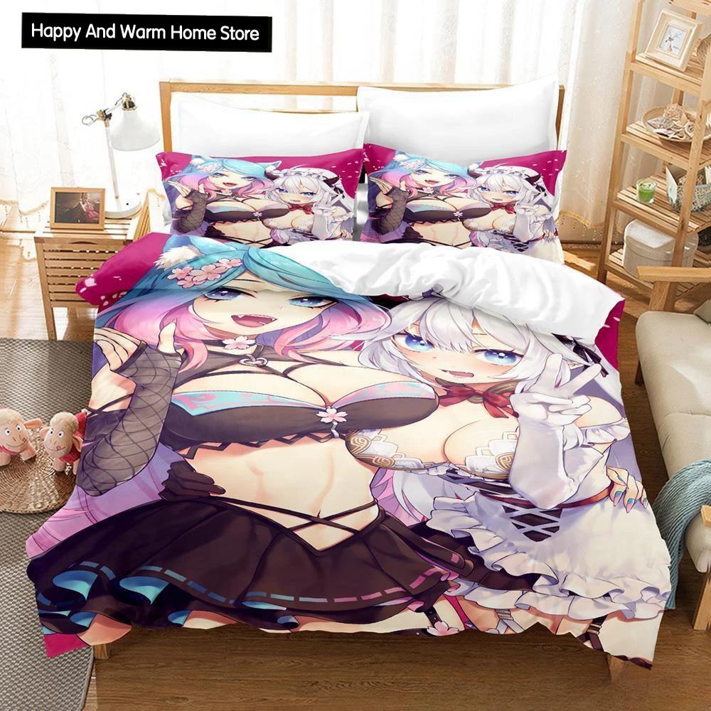 3D Anime Sexy Girls Silvervale Vtuber Bedding Collection Single Twin Full Queen King Size Bed Collection Adult Boys Bedroom Duvet Cover Collections