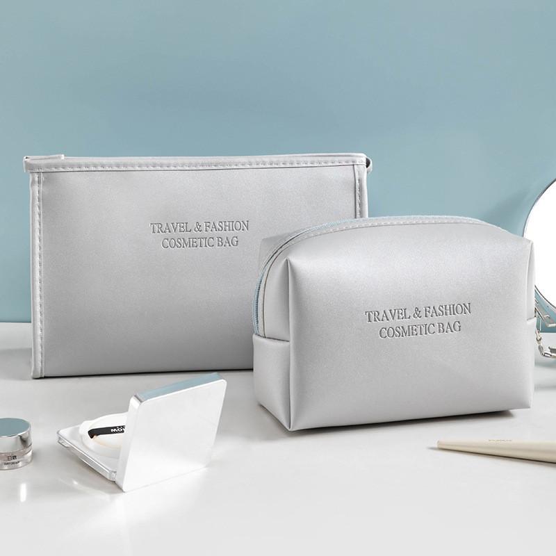 Modern Minimalist Pu Makeup Bag With Waterproof Design For Travel And Storage