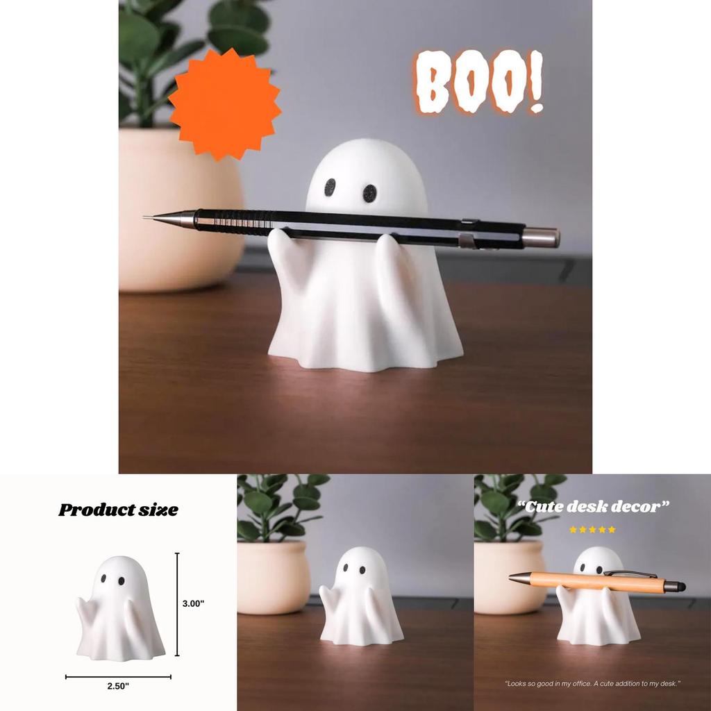 Ghost Pen Holder Office Decor Cute Resin Halloween Gift For Desk Organization