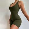 Tuta da Yoga Senza Maniche Scollo a U Schiena a Croce Costinata Monocolore Alta Elasticità Bodycon Tuta Attività Streetwear