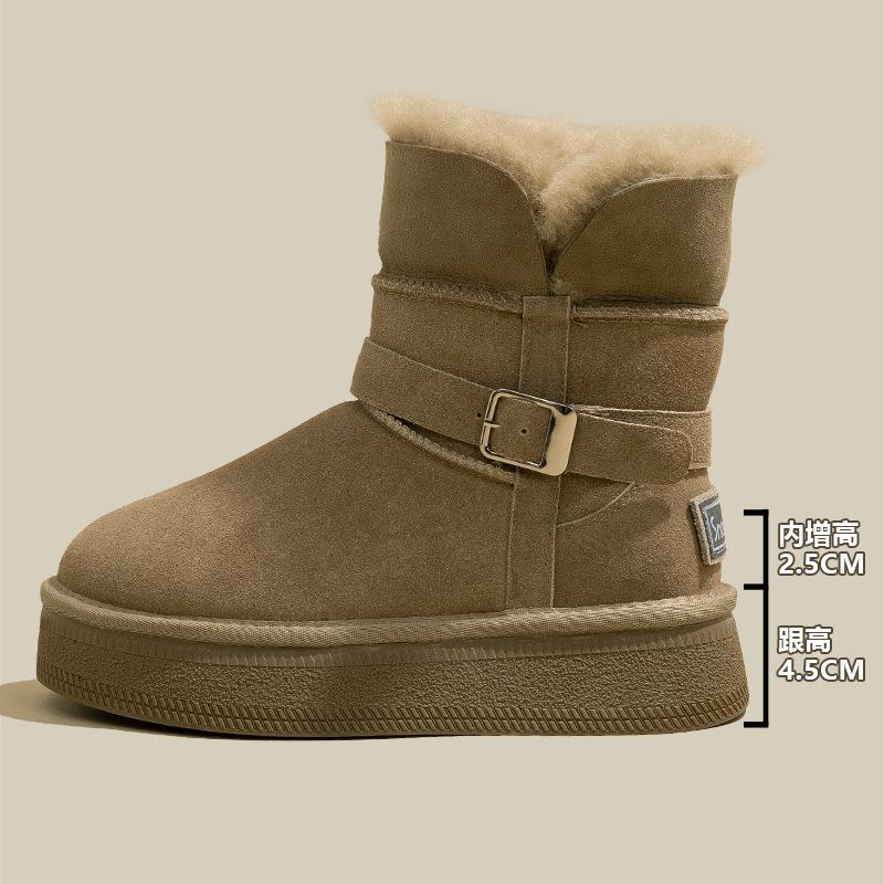 Yunfu Warm Flip Fleece Thick-soled Medium Tube Snow Boots Women's 2025 Winter New Mao Mao Thickened Northeast Cotton Shoes