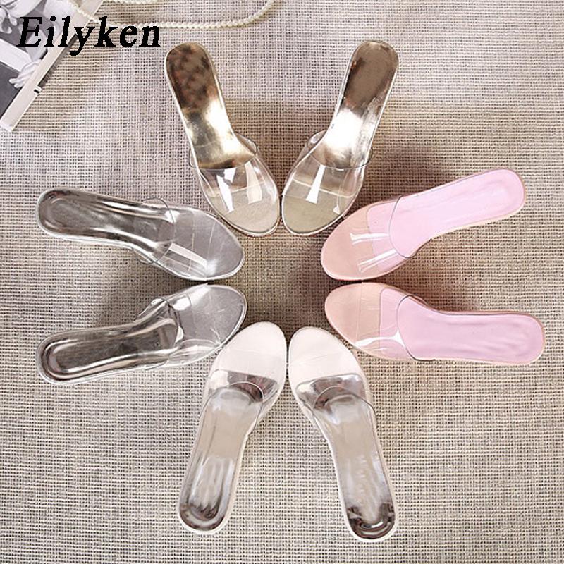 Fashion Eilyken PVC Transparent Lady's Slipper Platform Heel Slides Open-Toe Wedge Slipper Shoes Zapatillas De Mujer