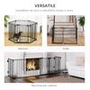 6-Section Folding Safety Gate, Steel Dog Barrier, Self-Locking and Locking System, Black