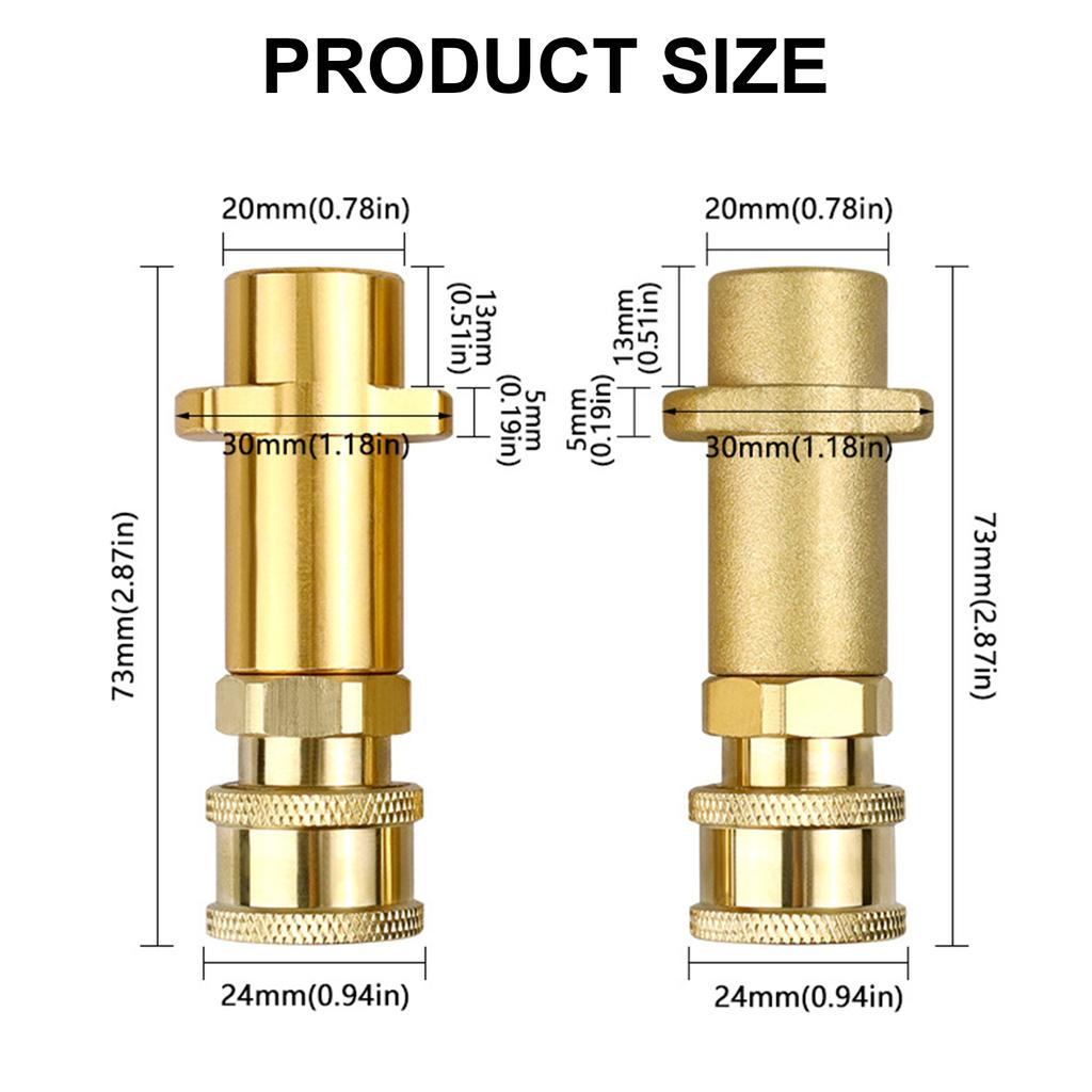 High Pressure Washer Adapter Brass 1/4Inch Connector Quick Insert for K2 K3 K4 K5 K6 K7 Pressure Washer Foam Nozzle
