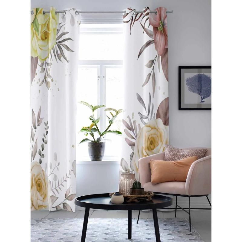 Plants Flowers Watercolor Window Curtains for Living Room Bedroom Curtain Modern Kitchen Blinds Drapes Curtains