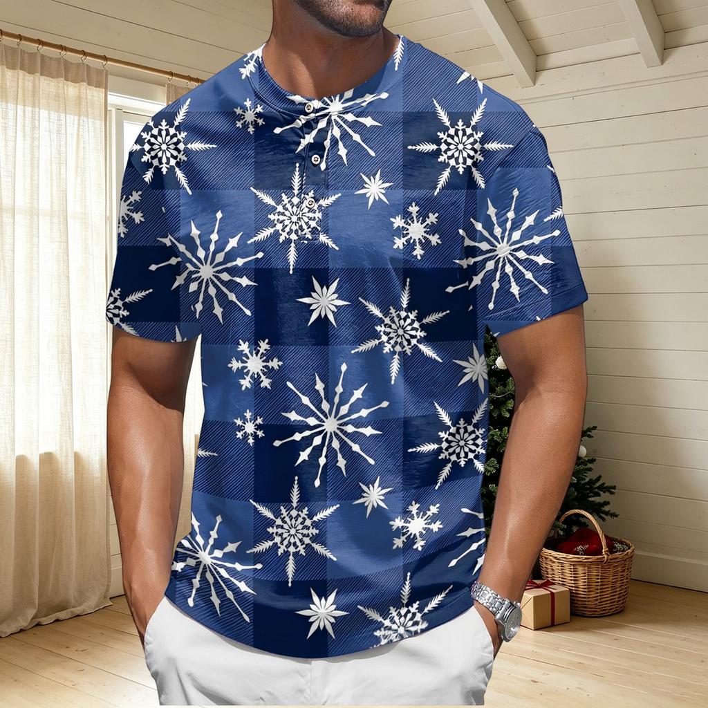 Men's Quick Dry Short Sleeve Neck T-Shirt with Christmas Print
