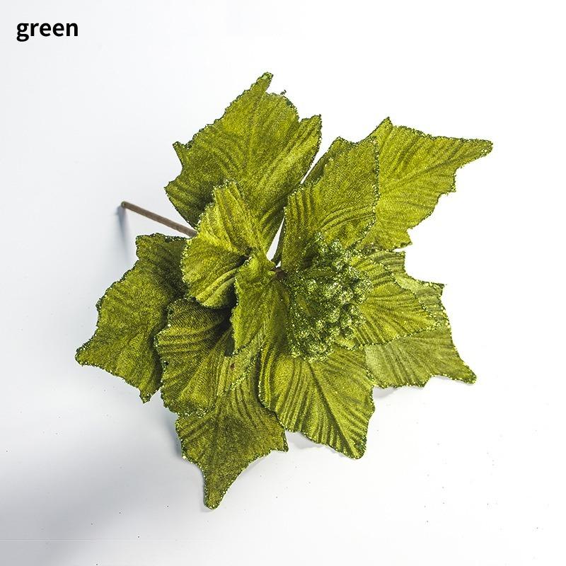 

1 шт. блестящая рождественская цветочная головка из искусственного шелка, сделай сам, украшение на рождественскую елку на новый год зелёный