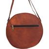 Handgefertigte Vintage-Leder-Umhängetasche für Damen/Teenager-Mädchen, Umhängetasche, runde Umhängetasche, 25,4 cm klein, braun