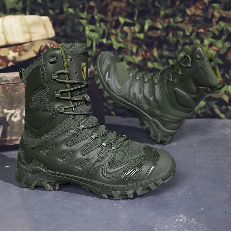 Men's Plus Size High-Top Tactical Combat Boots - Non-Slip Desert Outdoor Footwear