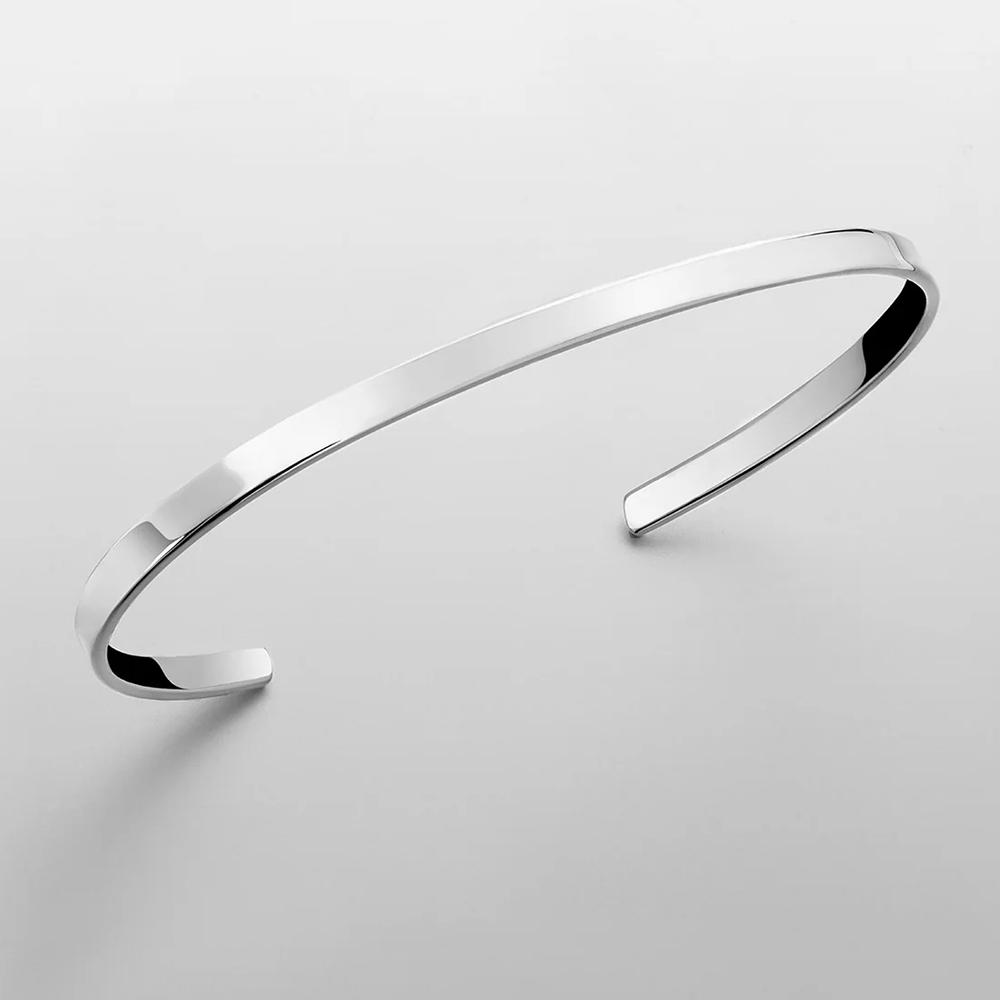 Stainless Steel Open Bangle Minimalist Men's Jewelry Fashion Platinum Bracelet Popular Couple Holiday Gift