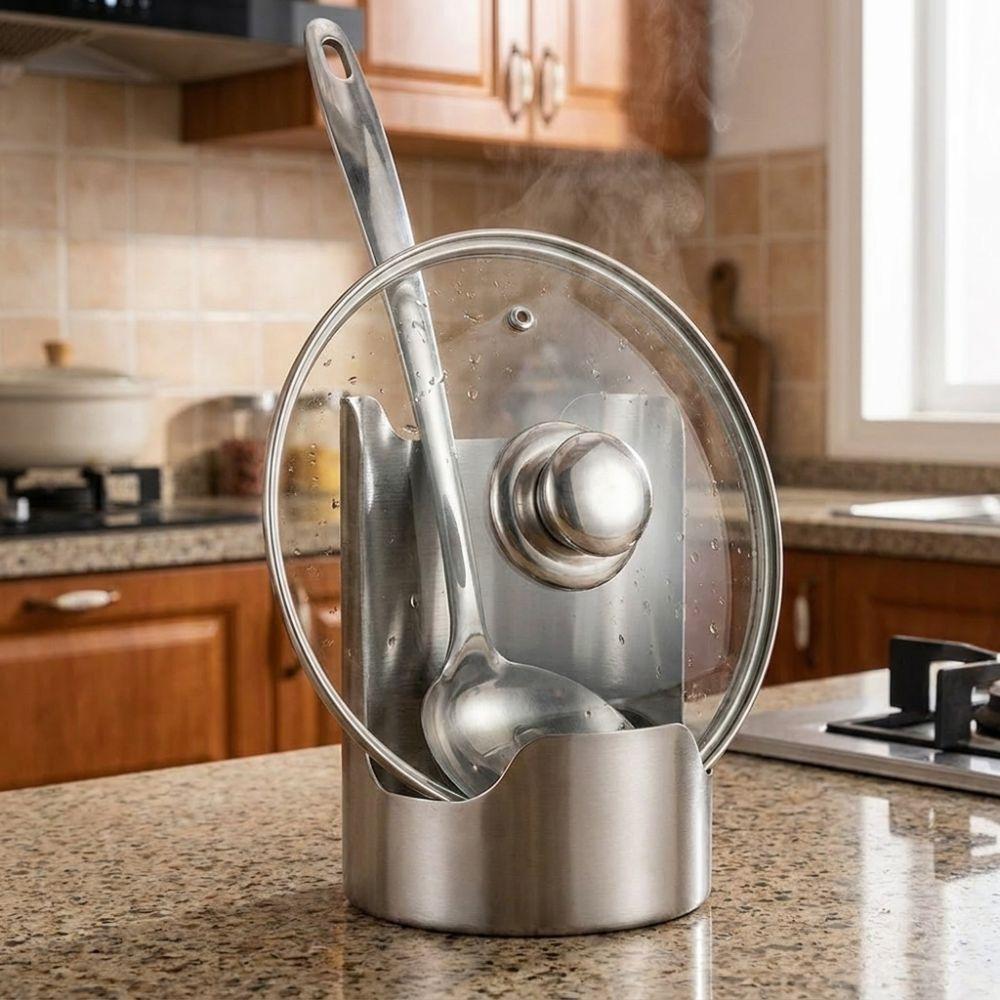 Stable Spoon Holder Tray Stainless Steel Spatula Holder Pot Lid Storage Rack  Dinning Table