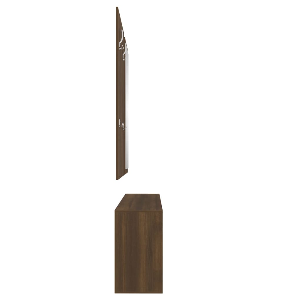 3 Piece Hall Furniture Set Brown Oak Effect Particleboard