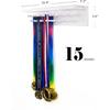 Trophy Medal Holder Display 16.9" Long Wooden Trophy Shelf Rack Medal & Trophy Holder 15 Hooks Hanger with Shelf Medal Holder with Wooden Trophy
