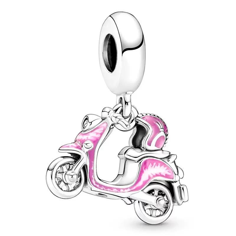 Letter Mom Pendant S925 Pure Silver Bird Heart Sun Moon Charm Snake Bone Chain Beads Accessories Women's Jewelry Gift