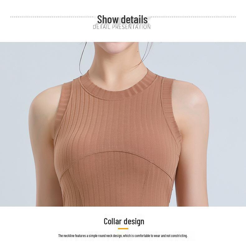 Women's Sleeveless Quick-Dry Yoga Vest with Chest Pads - Breathable Fitness & Running Top