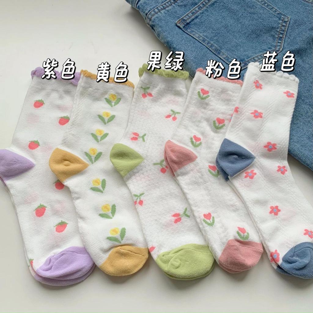 Lace Socks Children'S Summer Thin Breathable Tide Soft Cute Girl Socks Cute Student Medium Tube Mesh Socks