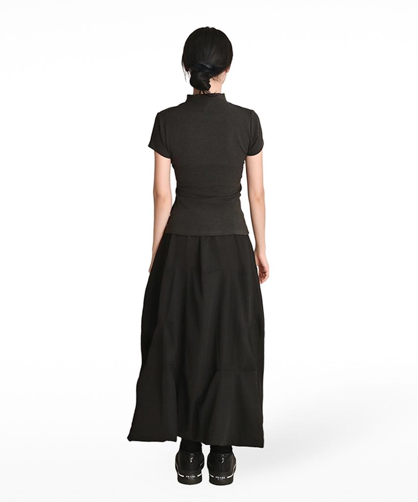 Keulleiseu Point Balloon Maxi Skirt_Light Olive