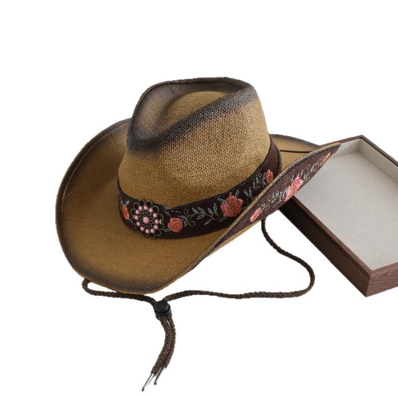 My Extreme Outdoor Activities Women's Sky Blue Popular Western Cowboy Hat Outdoor Shade Sunscreen Hat Men's And Riding Farm Jazz Hat 56-58Cm