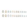 24pcs Manicure Oval False Nails Green Grape Cat Eye Gold Flower Pearls Fake Nials Sparkling Fragments French Nail Tips DIY