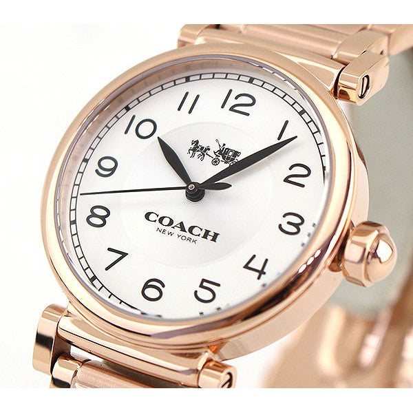 Coach Womens Silver 32mm Dial White Genuine Leather Band Watch 14502408
