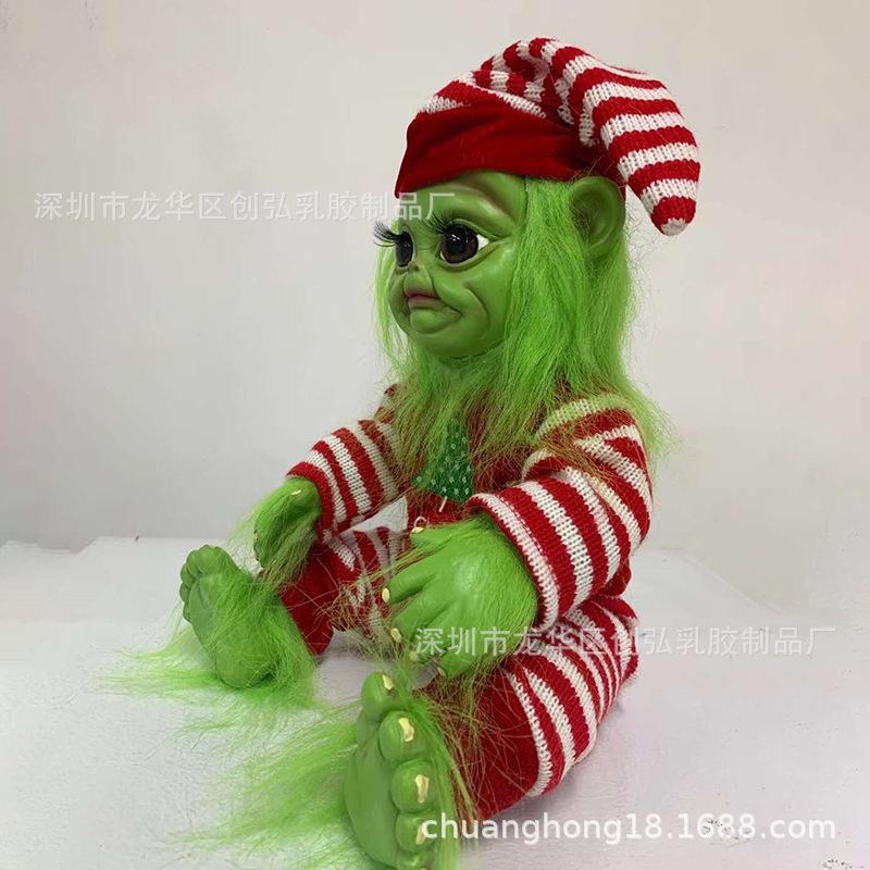 Christmas Grinch Ornament Doll Plush Toy Christmas Grinch Green Furry Monster Stuffed Toy Children's Gift